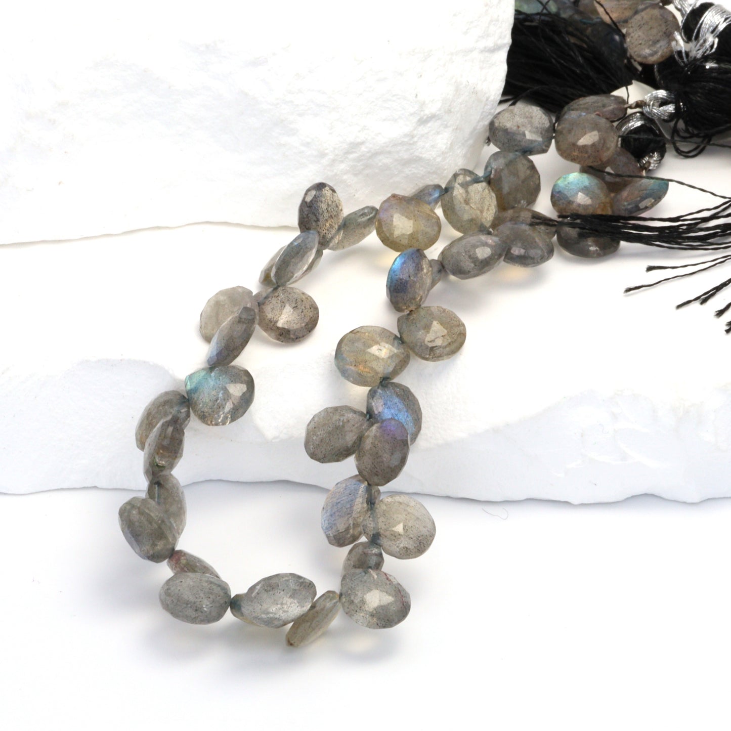 Blue Labradorite 7mm Faceted Hearts Bead Strand
