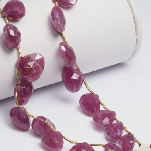 Red Ruby 9mm Faceted Heart Shaped Briolettes