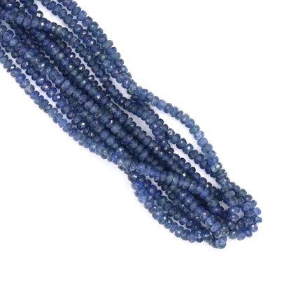 Cornflower Blue Sapphire 3mm Hand Faceted Rondelles Bead Strand