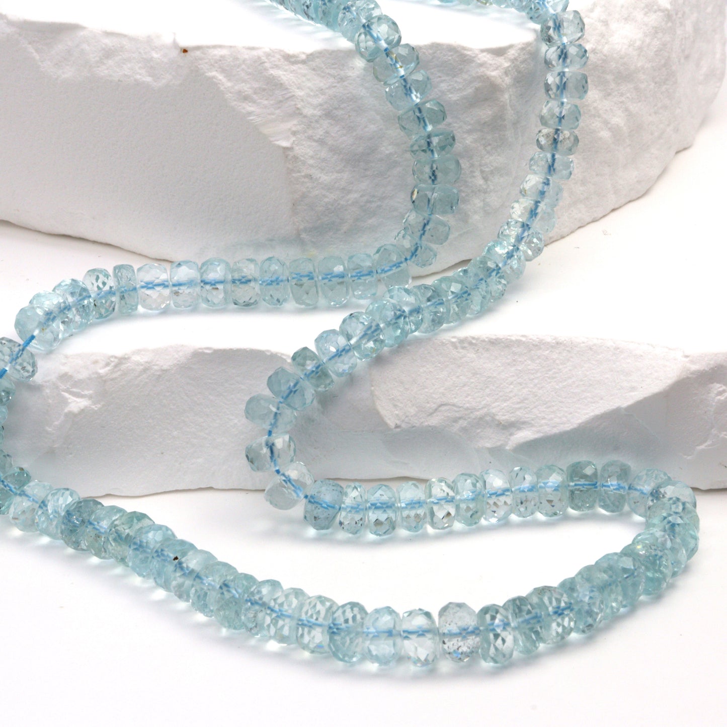 Blue Aquamarine 5mm Faceted Rondelles