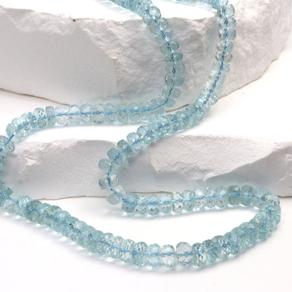 Blue Aquamarine 5mm Faceted Rondelles