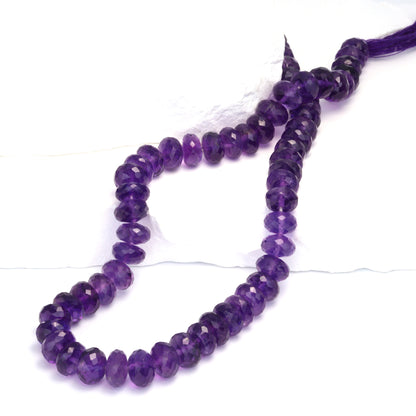 Purple Amethyst 8mm Faceted Rondelles Bead Strand