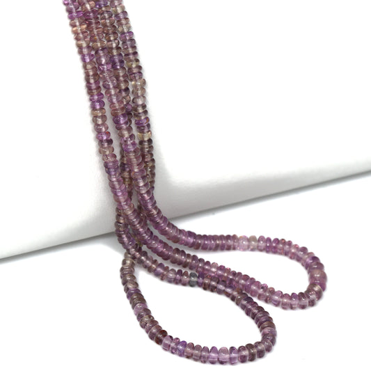 Purple Sapphire 3mm – 4mm Smooth Rondelles Bead Strand