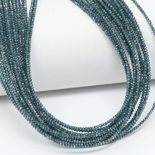 Blue Diamond 1.6mm Hand Faceted Rondelles Bead Strand