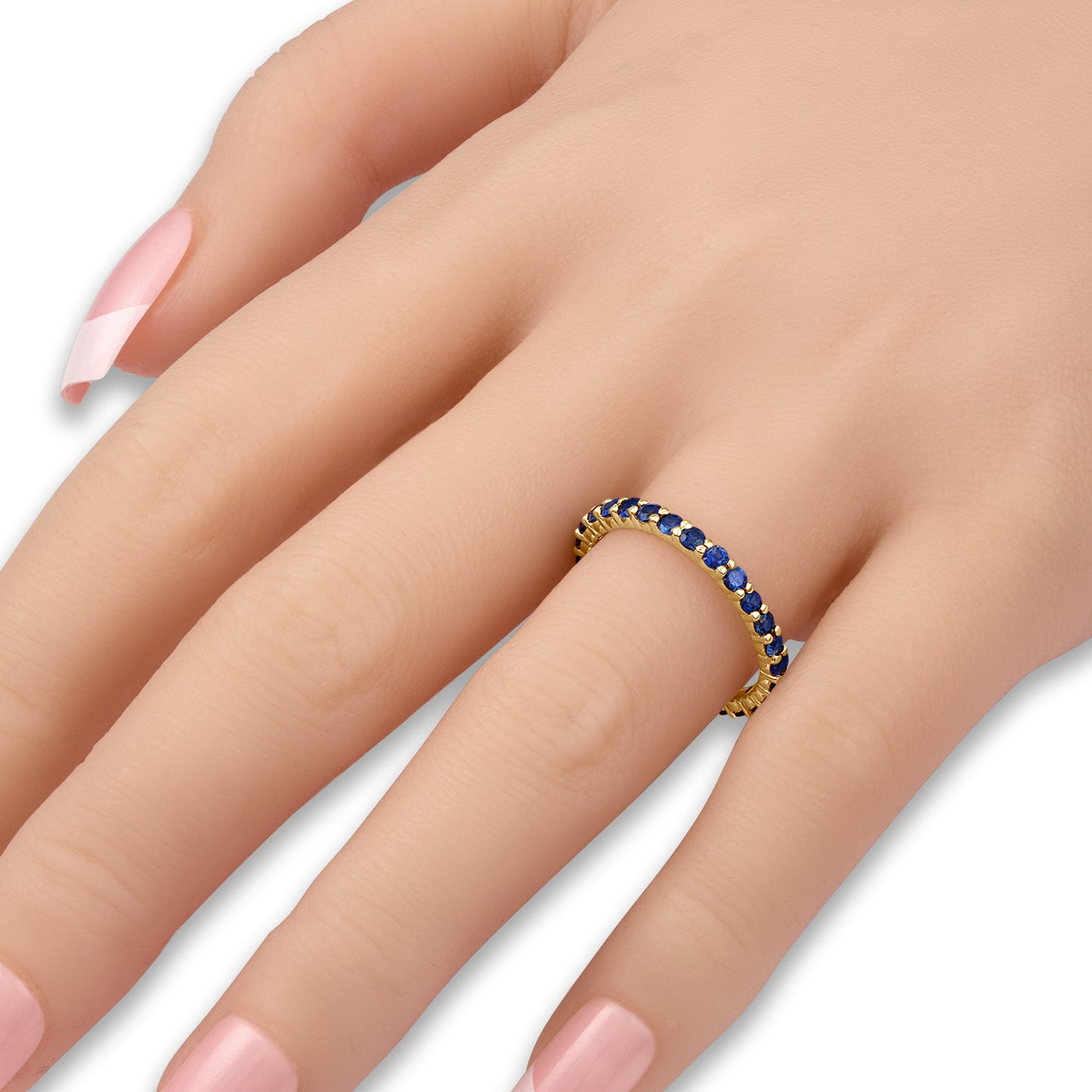 Shared Prong Blue Sapphire Eternity Band