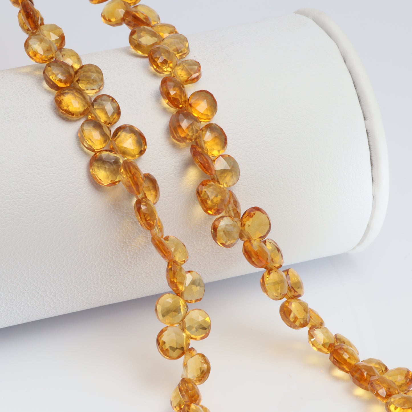 Orange Madeira Citrine 5mm Faceted Heart Shaped Briolettes