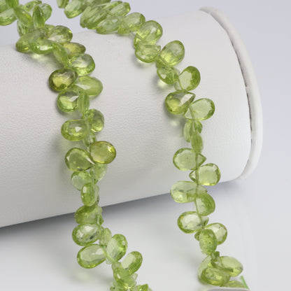 Green Peridot 7x5mm Faceted Pear Shaped Briolettes