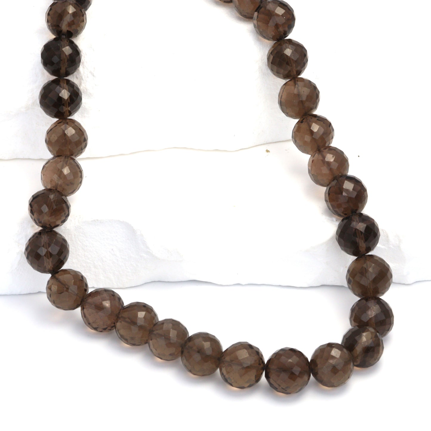 Brown Smoky Quartz 8mm Faceted Rounds Bead Strand