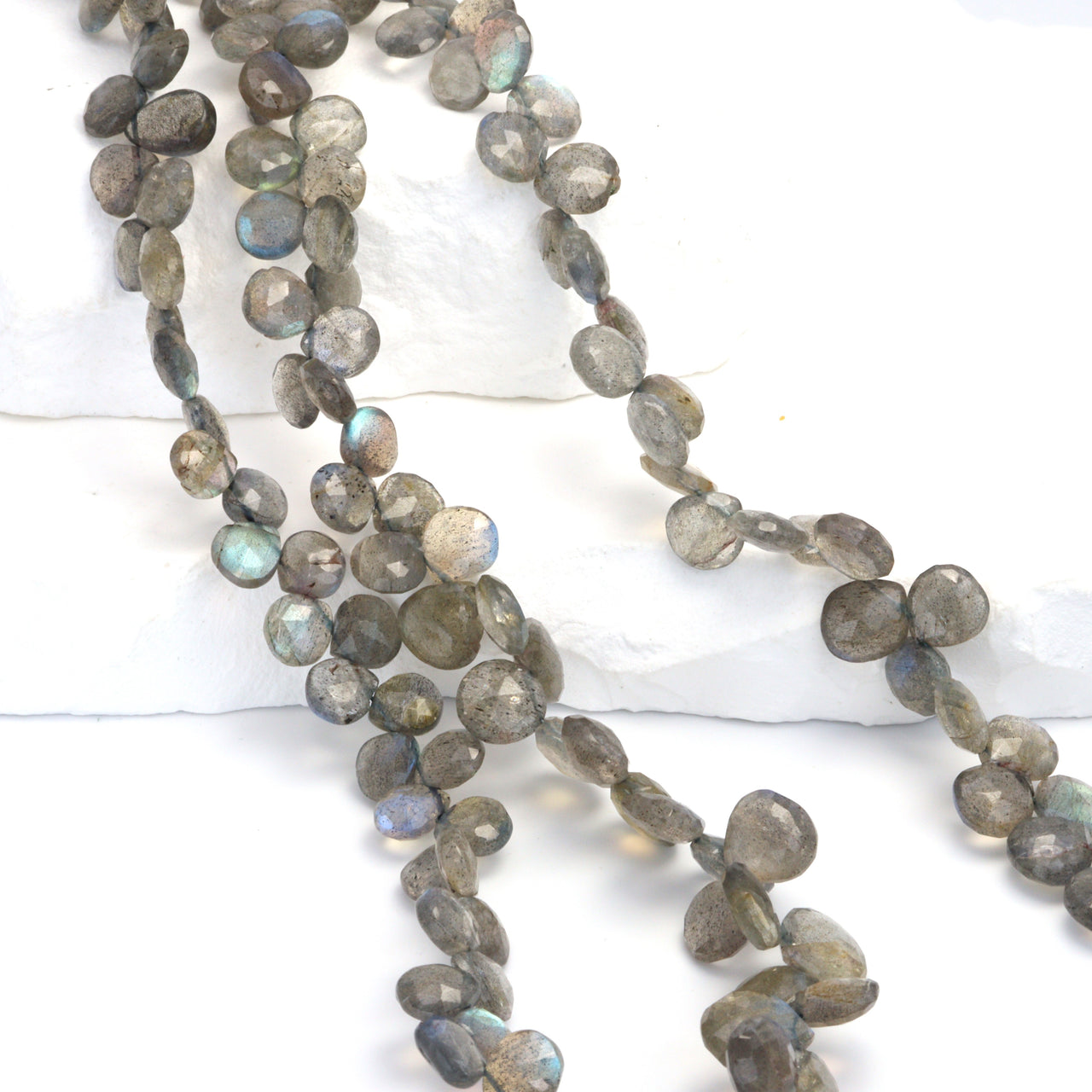 Blue Labradorite 7mm Faceted Hearts Bead Strand