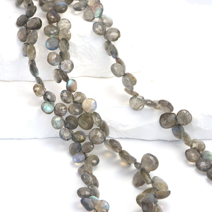 Blue Labradorite 7mm Faceted Hearts Bead Strand