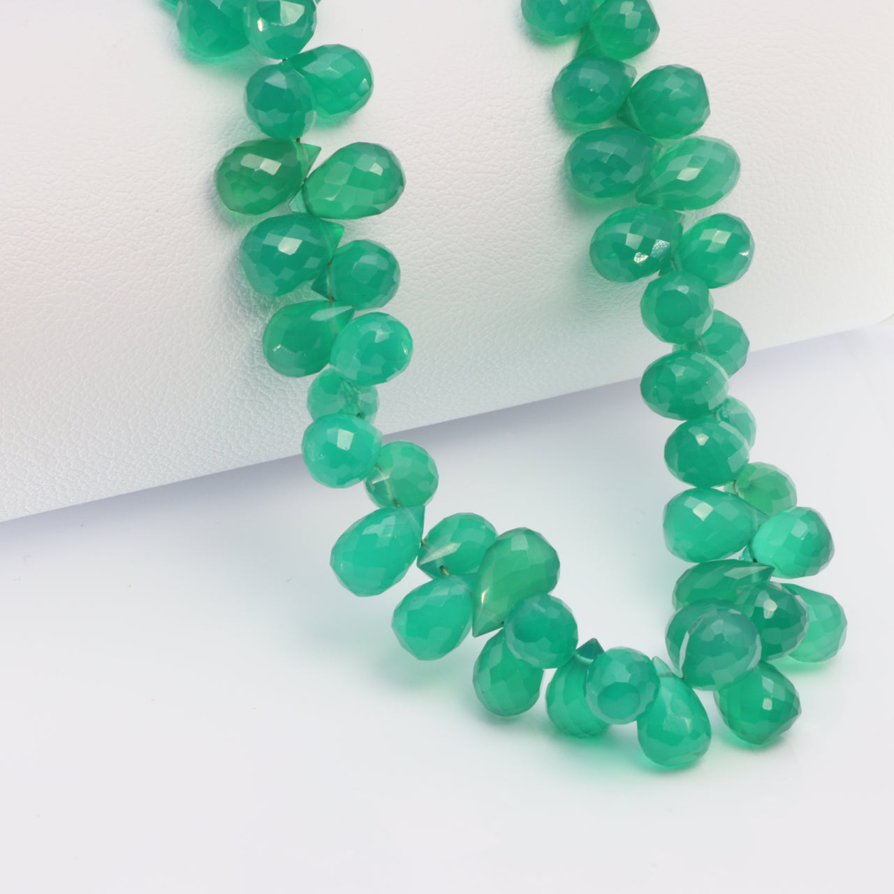 Green Onyx 8x5mm Faceted Teardrop Briolettes