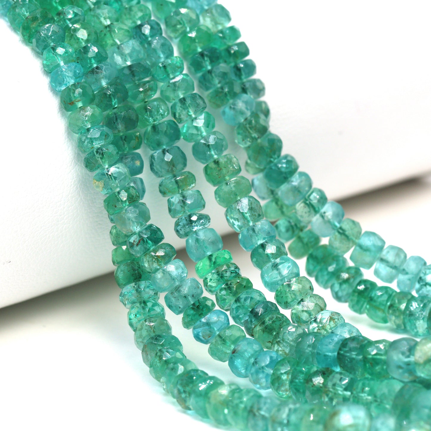Green Emerald 4mm - 6mm Hand Faceted Rondelles Bead Strand