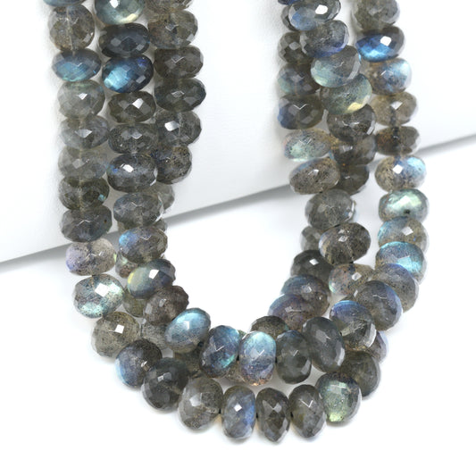 AAA Blue Labradorite 7mm – 8mm Faceted Rondelles Bead Strand