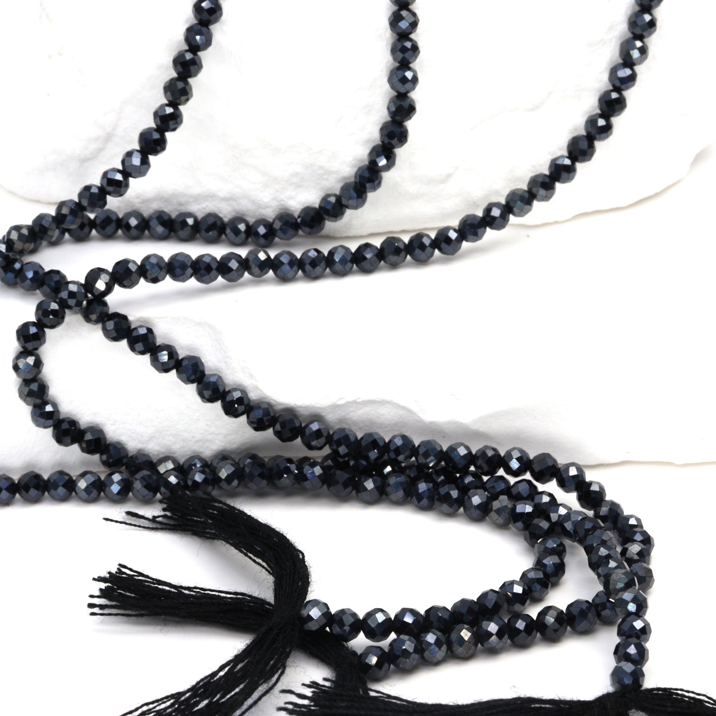 Coated Black Spinel 3mm Faceted Rounds Bead Strand