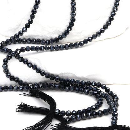 Coated Black Spinel 3mm Faceted Rounds Bead Strand