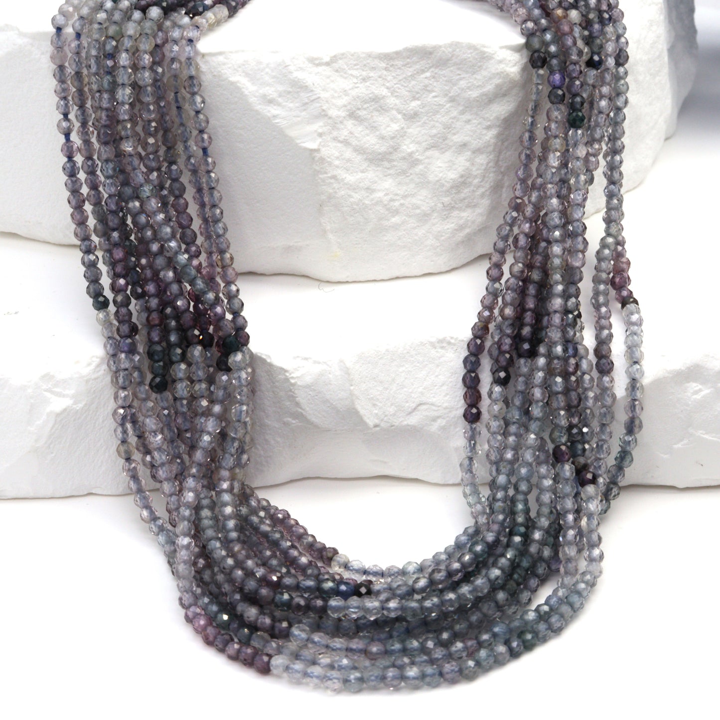 Ombre Blue Spinel 2mm Faceted Rounds