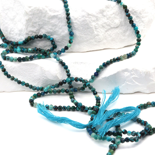 Chrysocolla 2.5mm Faceted Rounds Bead Strand