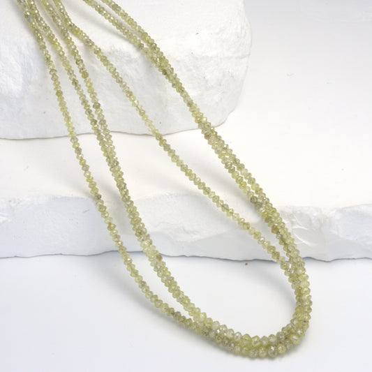 Champagne Diamond 2mm - 2.6mm Hand Faceted Rondelles Bead Strand