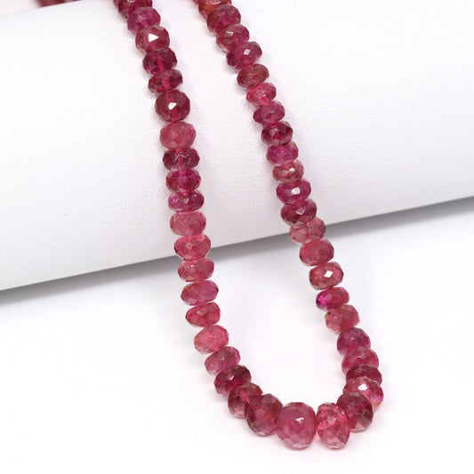 Pink Tourmaline 4.5mm – 6mm Faceted Rondelles Bead Strand
