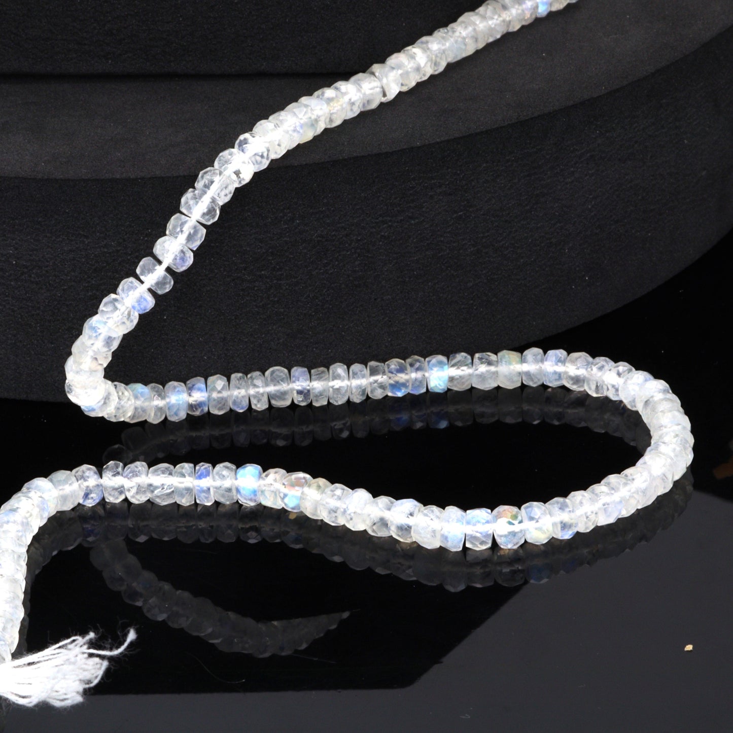 AA Blue Rainbow Moonstone 4.5mm Faceted Rondelles