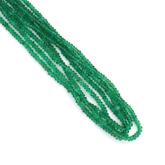 Green Emerald 2mm - 2.5mm Smooth Rondelles Bead Strand