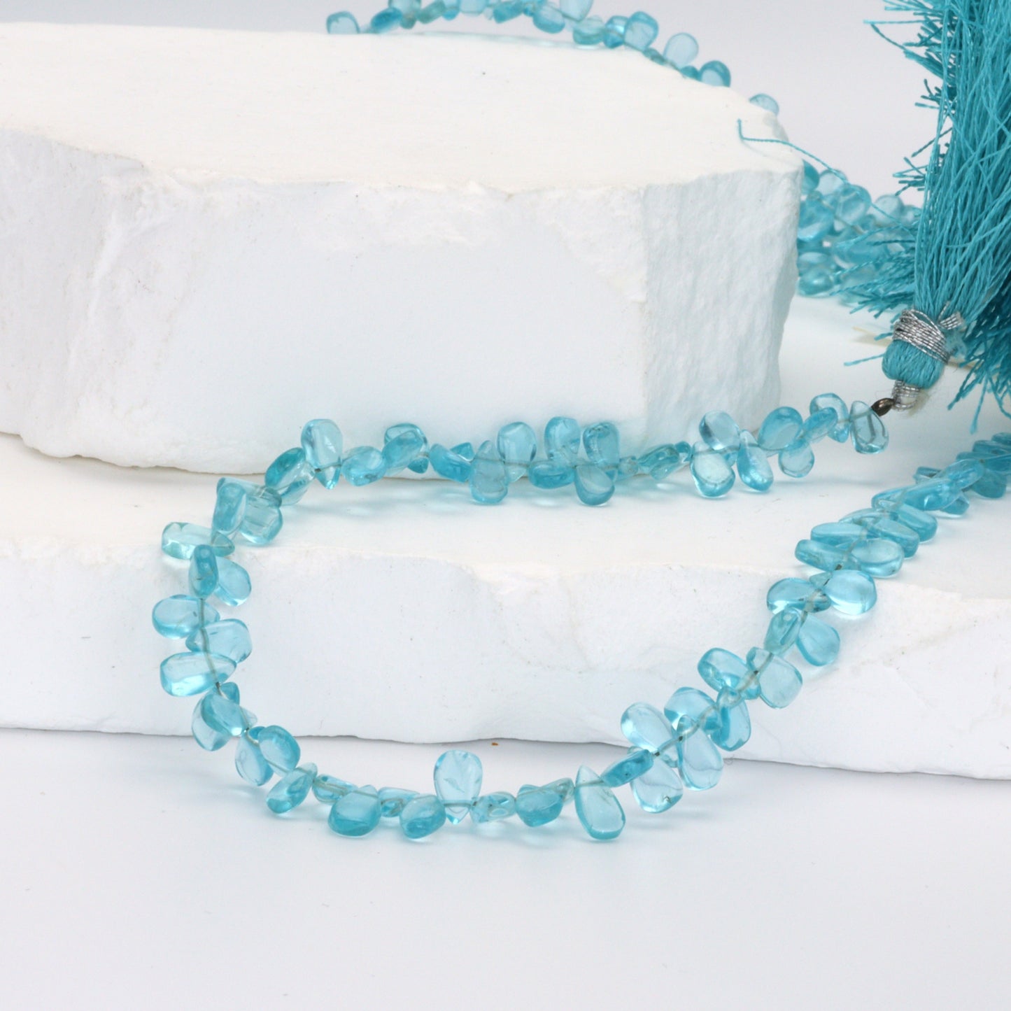 Sea Blue Apatite 6x4mm Smooth Pear Shaped Briolettes