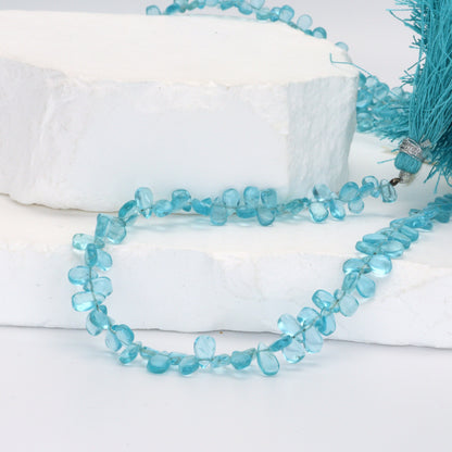 Sea Blue Apatite 6x4mm Smooth Pear Shaped Briolettes