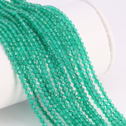 Green Onyx 2.5mm Faceted Rounds Bead Strand