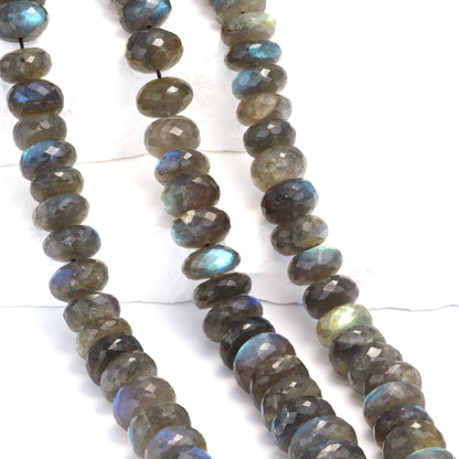 Blue Labradorite 12mm Faceted Rondelles Bead Strand