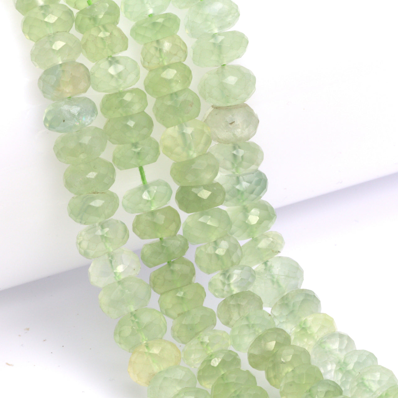 Green Prehnite 7mm Faceted Rondelles