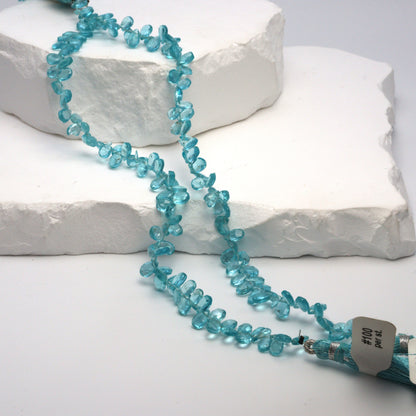 Sea Blue Apatite 6x4mm Faceted Pear Shaped Briolettes Bead Strand