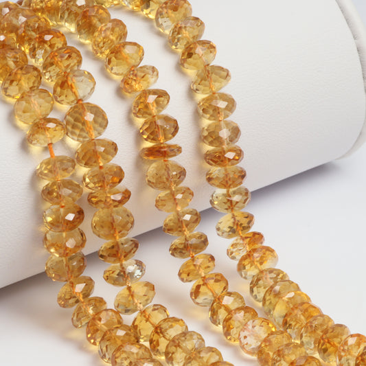 Yellow Orange Citrine 7mm Faceted Rondelles