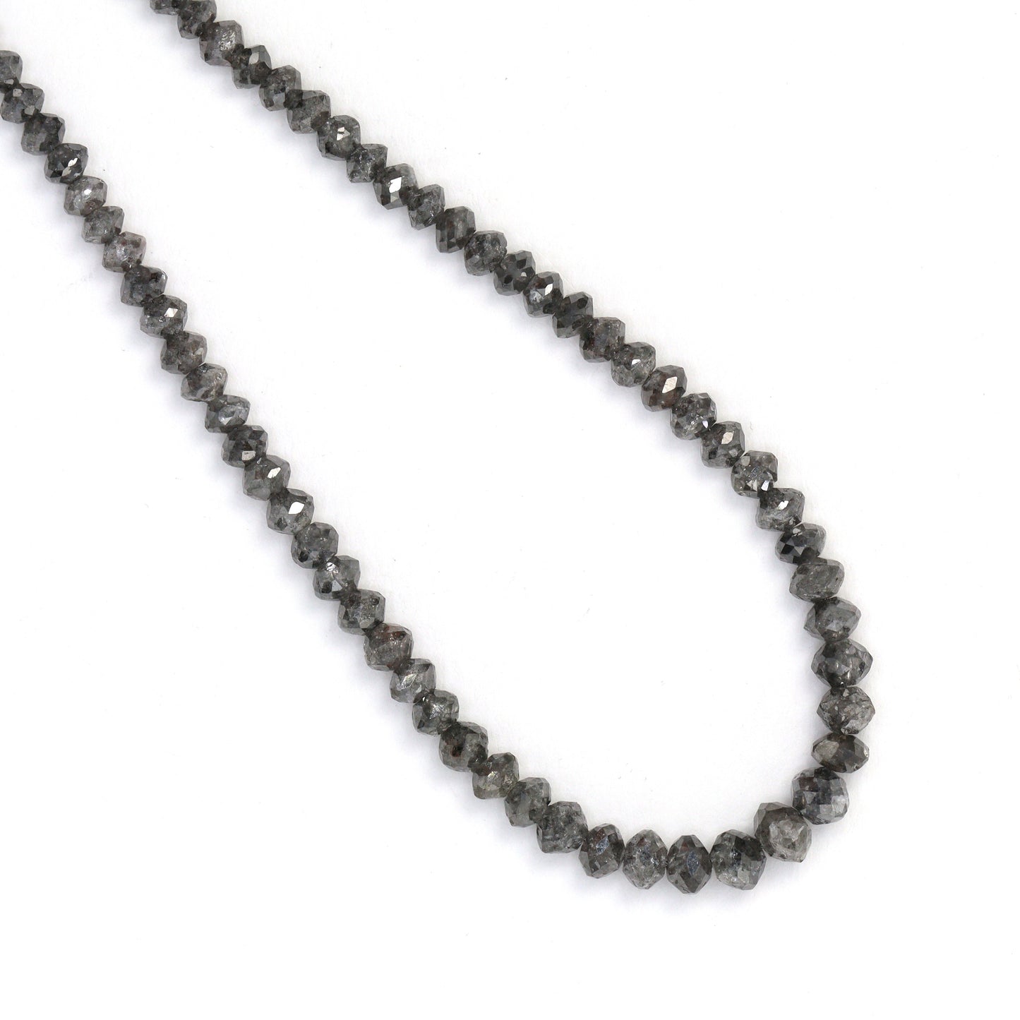 Gray Diamond 3mm - 4.5mm Hand Faceted Rondelles Bead Strand