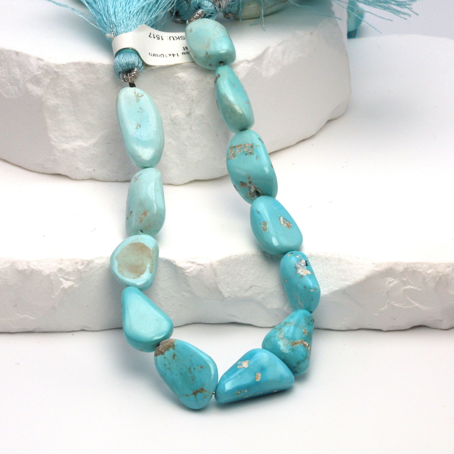 Ombre Natural Blue Turquoise 14x10mm Smooth Nuggets