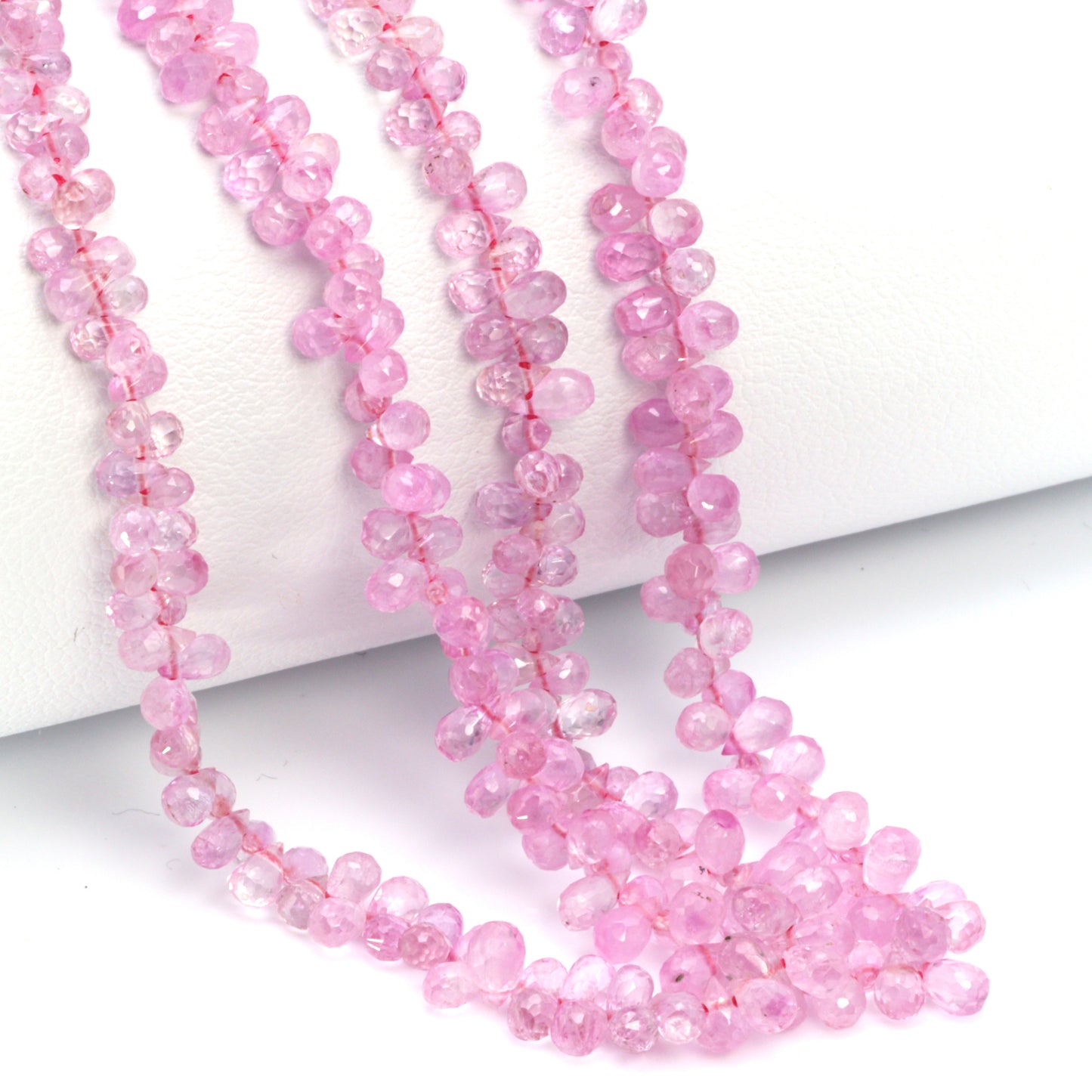 Light Pink Sapphire 4x2mm - 5x3mm Faceted Teardrop Briolettes Bead Strand
