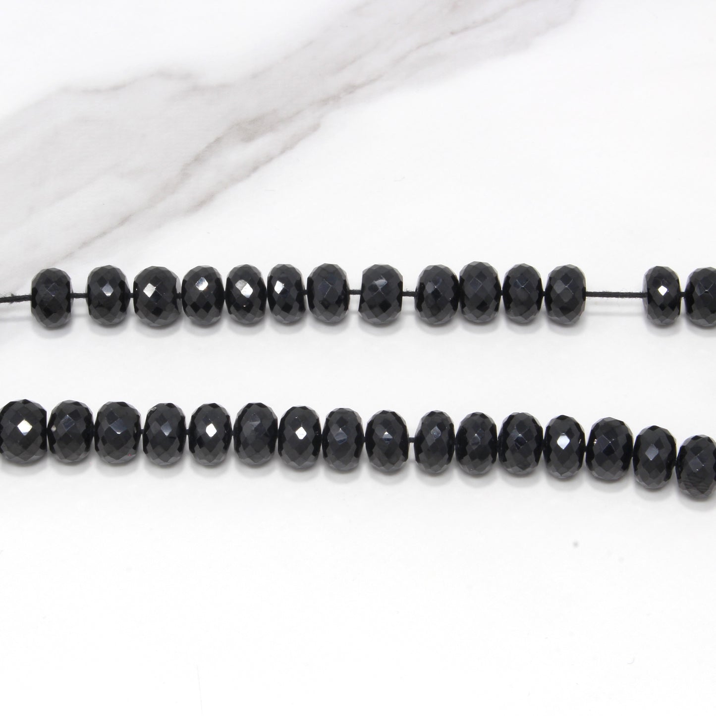 Black Spinel 10mm Faceted Rondelles