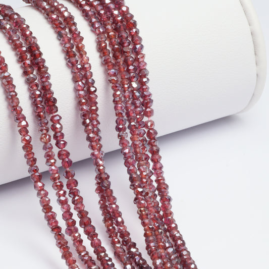 Coated Rhodolite Garnet 2.5mm Faceted Rondelles Bead Strand