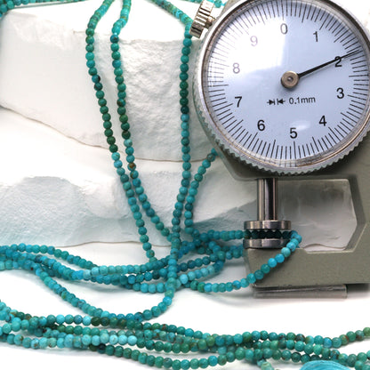 Ombre Natural Blue Turquoise 2mm Smooth Rounds