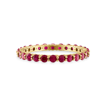 18k Rose Gold and 18k White Gold and 18k Yellow Gold Ruby Shared Prong ring, main view