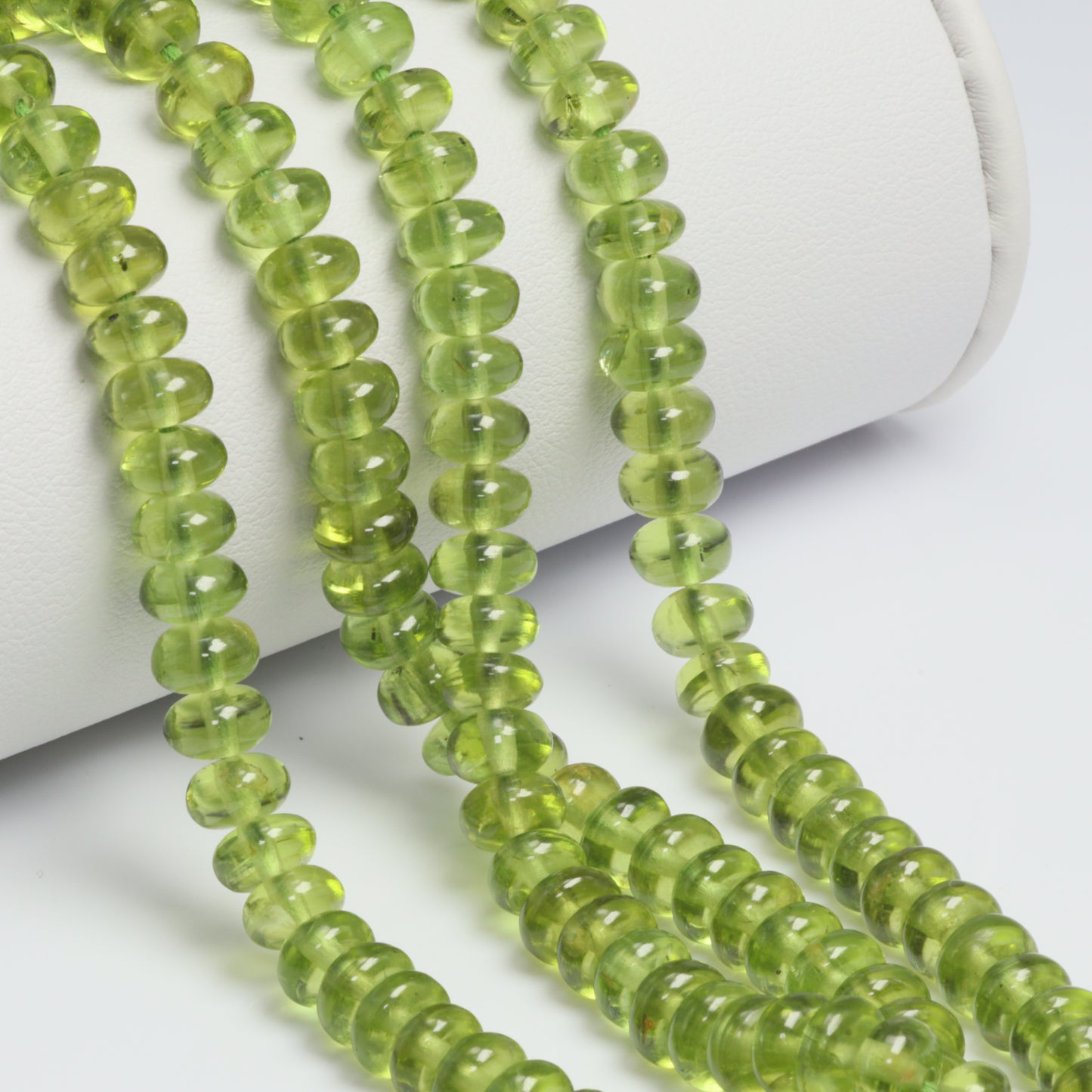 AA Green Peridot 6mm Smooth Rondelles Bead Strand