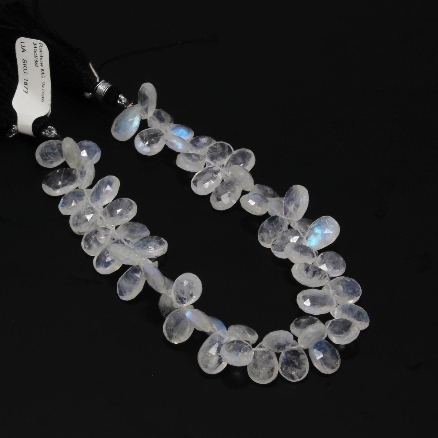 Blue Rainbow Moonstone 9x7mm Faceted Pear Shaped Briolettes