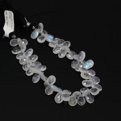 Blue Rainbow Moonstone 9x7mm Faceted Pear Shaped Briolettes