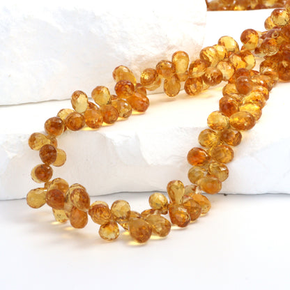 Orange Madeira Citrine 7x5mm Faceted Teardrop Briolettes