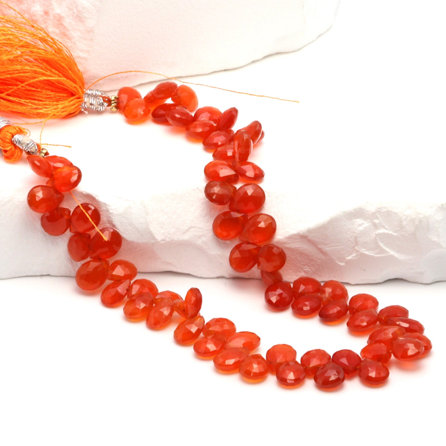 Orange Carnelian 7x5mm Faceted Pear Shaped Briolettes