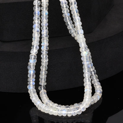 AA Blue Rainbow Moonstone 4.5mm Faceted Rondelles