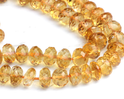 Yellow Orange Citrine 6mm Faceted Rondelles