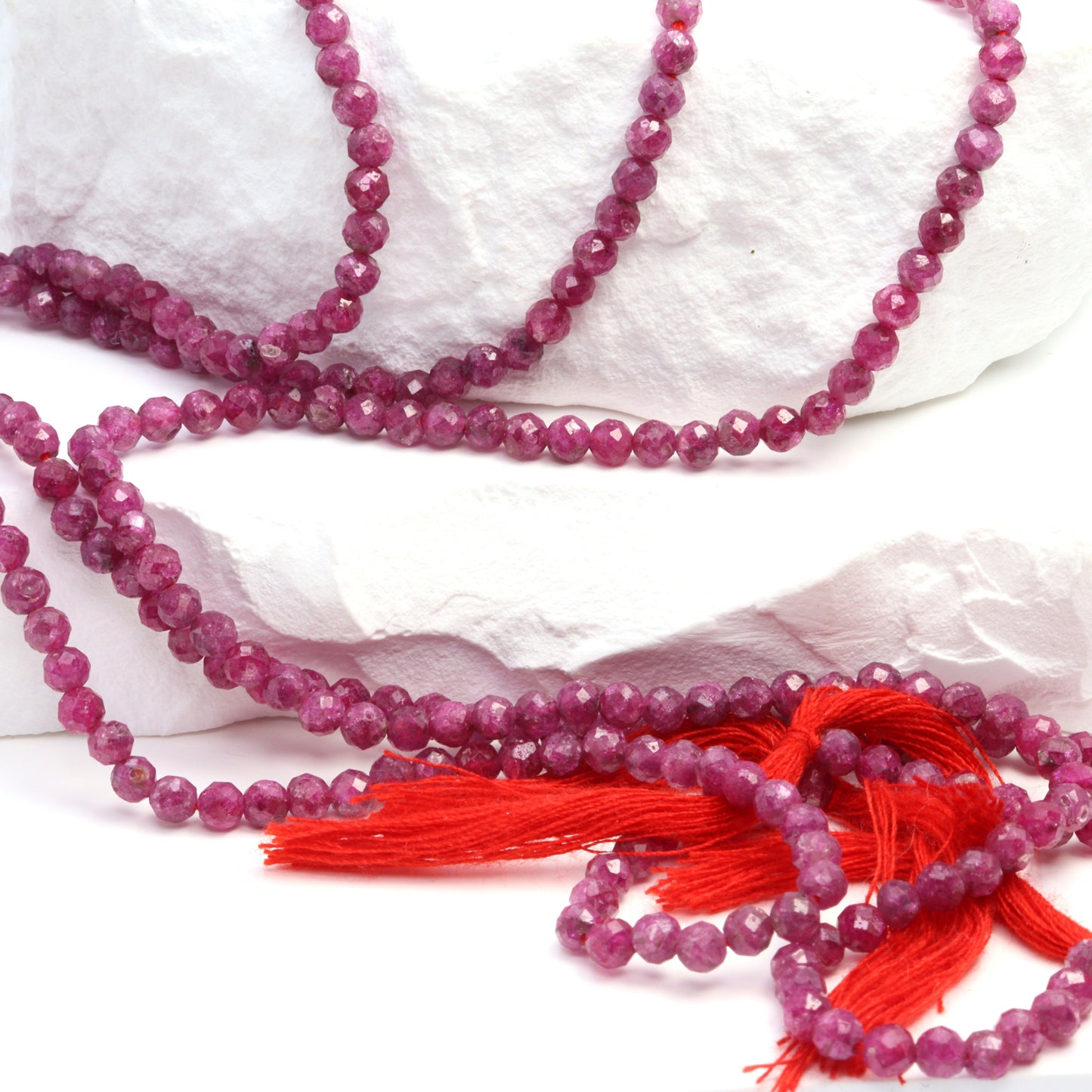 Red Ruby 3mm Faceted Rounds Bead Strand