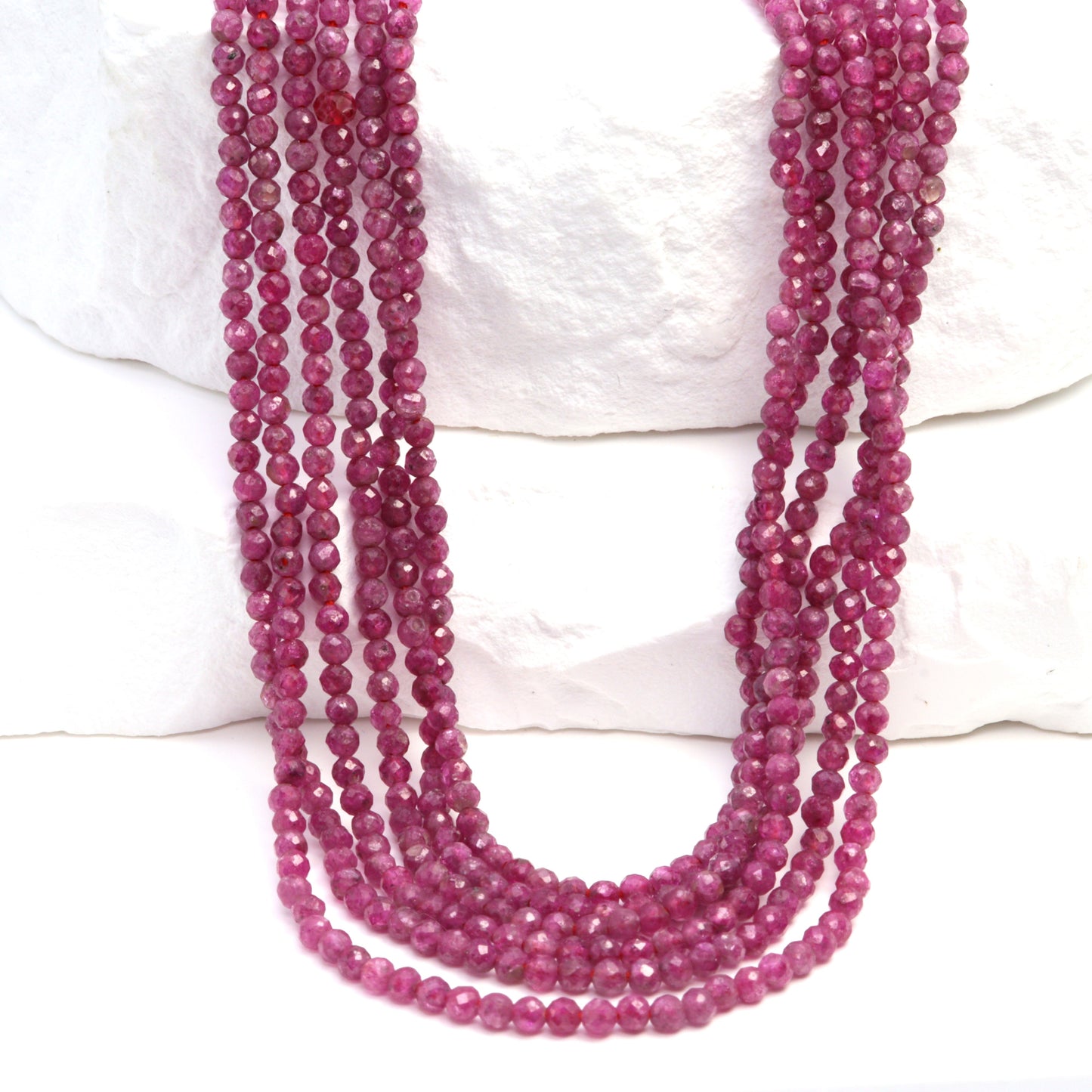 Ruby 2mm Faceted Rounds Bead Strand