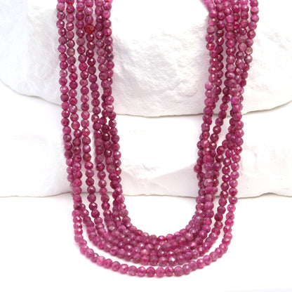 Ruby 2mm Faceted Rounds Bead Strand