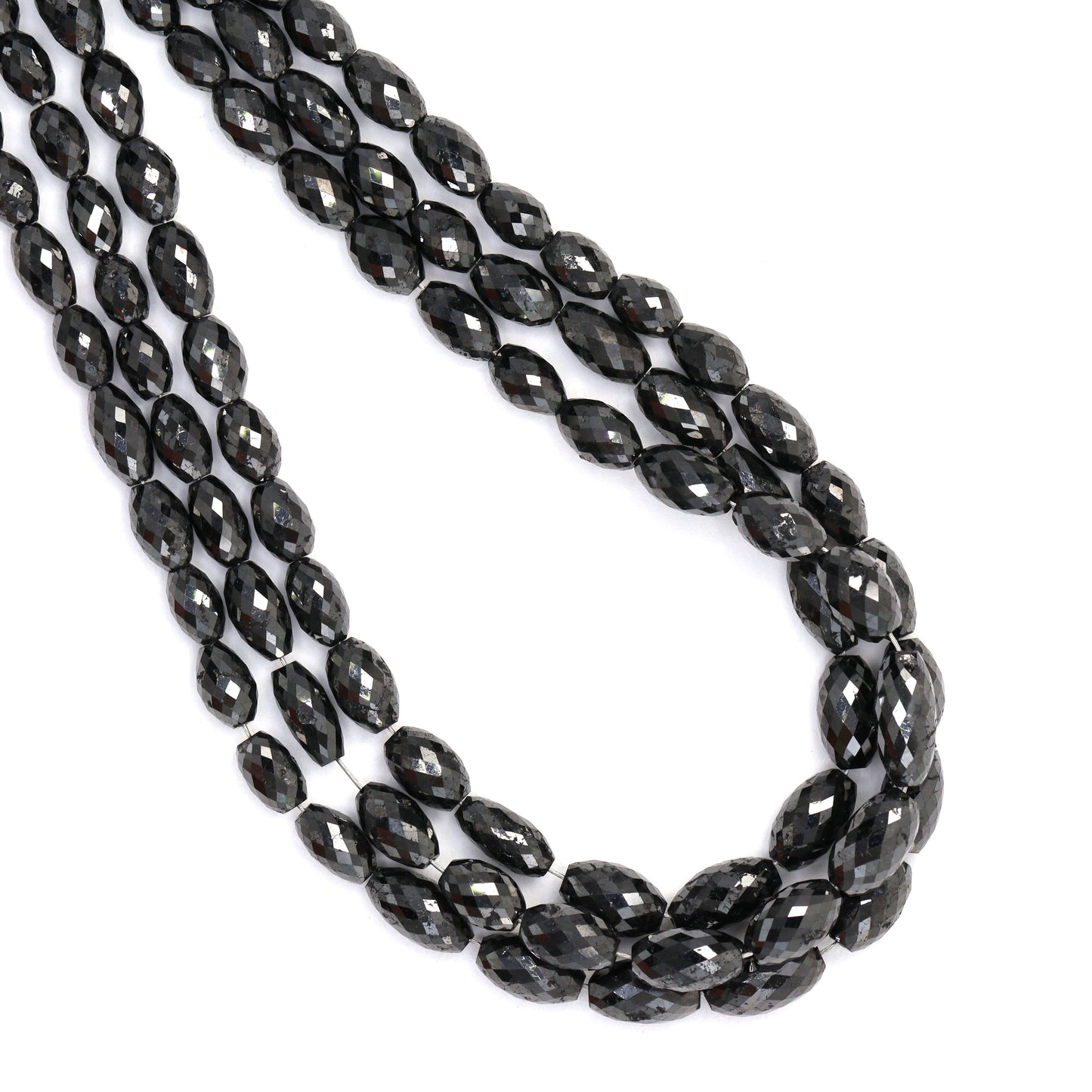 Black Diamond 5x3mm - 9x4mm Faceted Drums Bead Strand